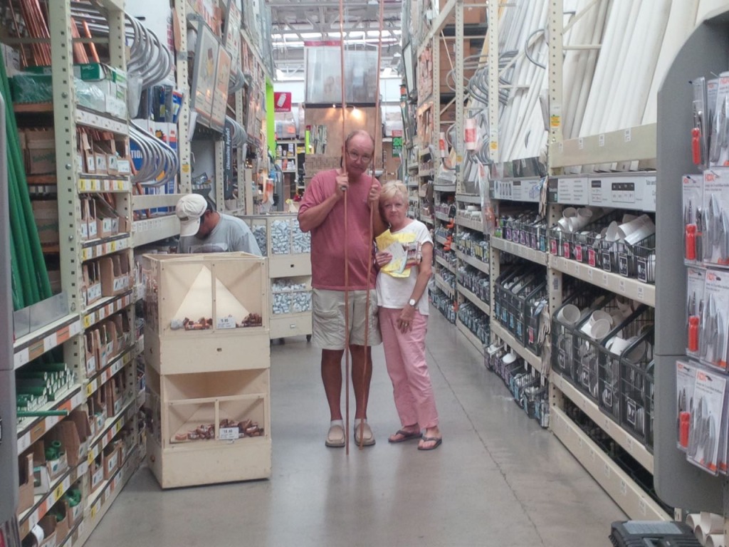 THIS IS NOT LA. KR and her favorite house guest, Larry Jones, go to PV's Home Depot to plan another project. 