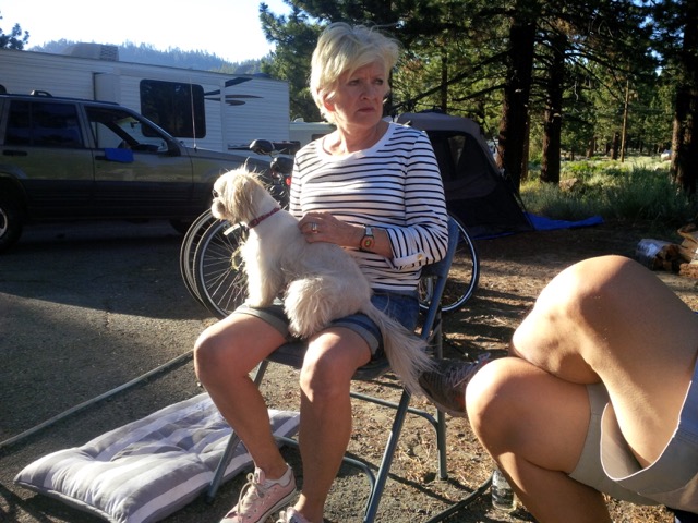 MAMMOTH: KR takes Squirt on her first camping trip.