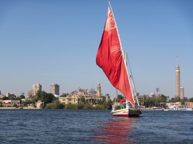 We took a short sall across the Nile in a "Faluca". I happen to be sitting in the same boar as a guy from Korea who supplied the solar panels to LACI's campus. There's less than 6 degrees of separation in the clean tech world.
